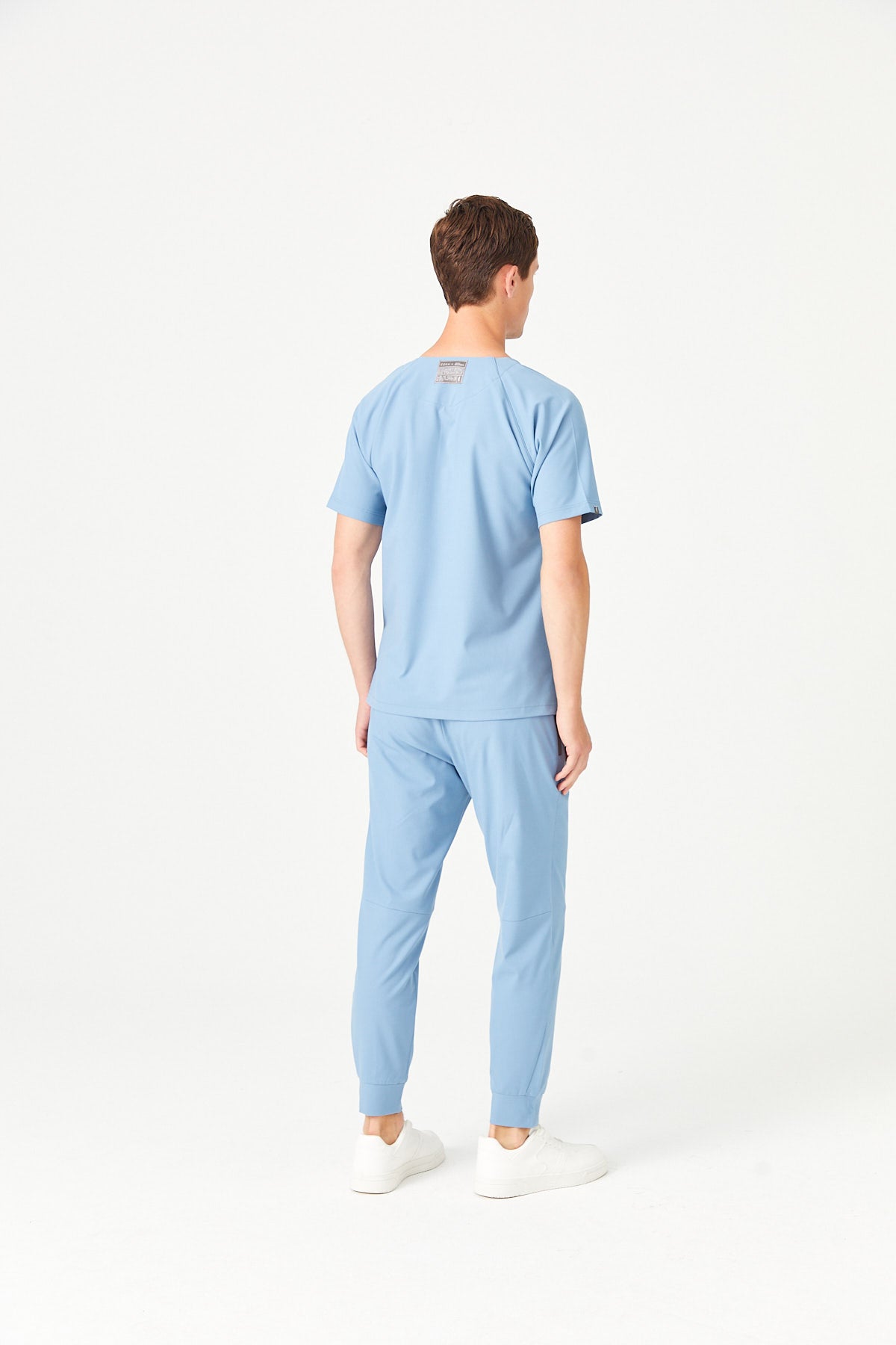 Cosa x Studio Brandia® 01 Men’s Crew Neck Buttoned Scrub Top – Cosmic Blue