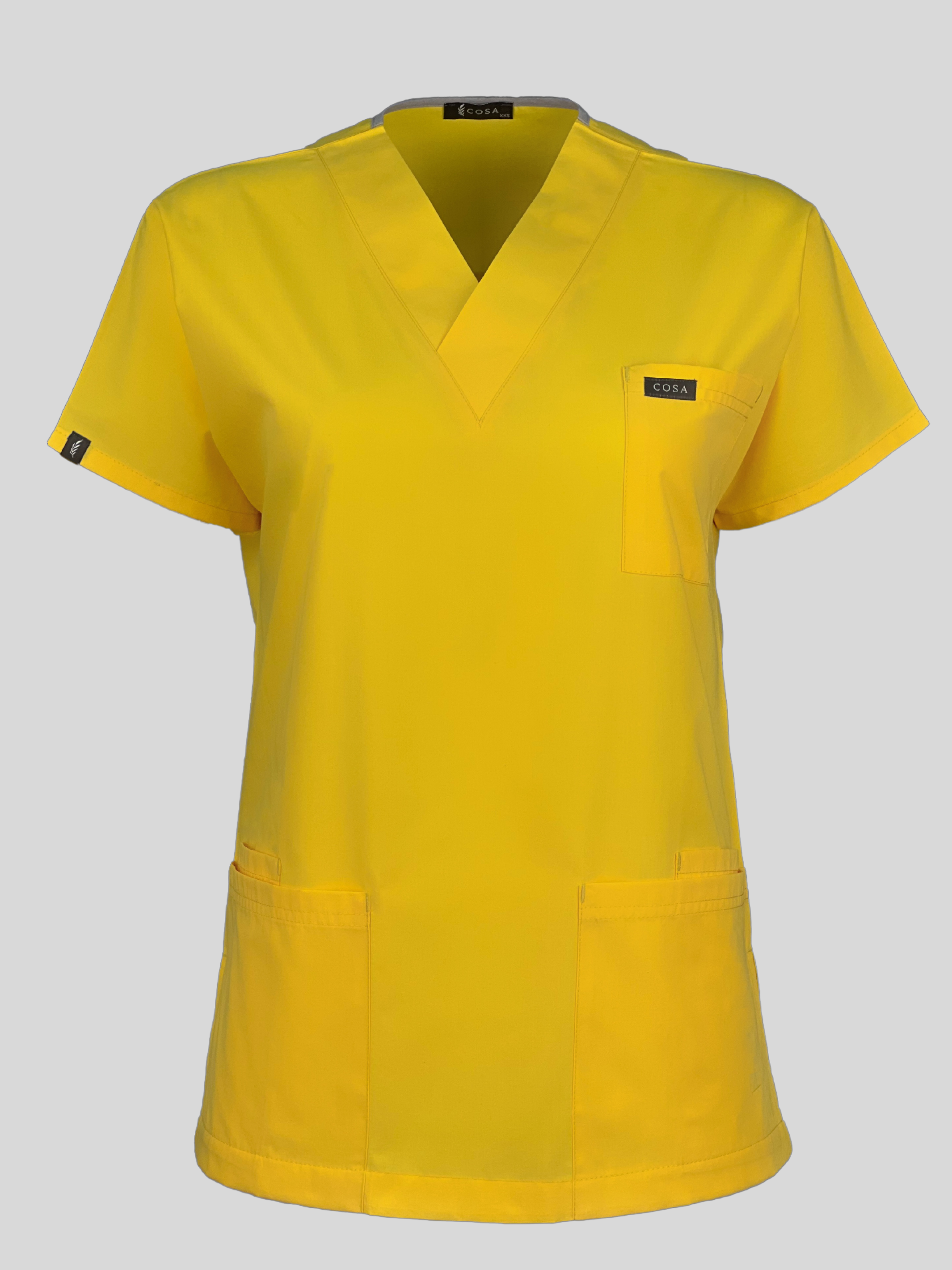 Yellow Terrycotton Basic Scrub Top