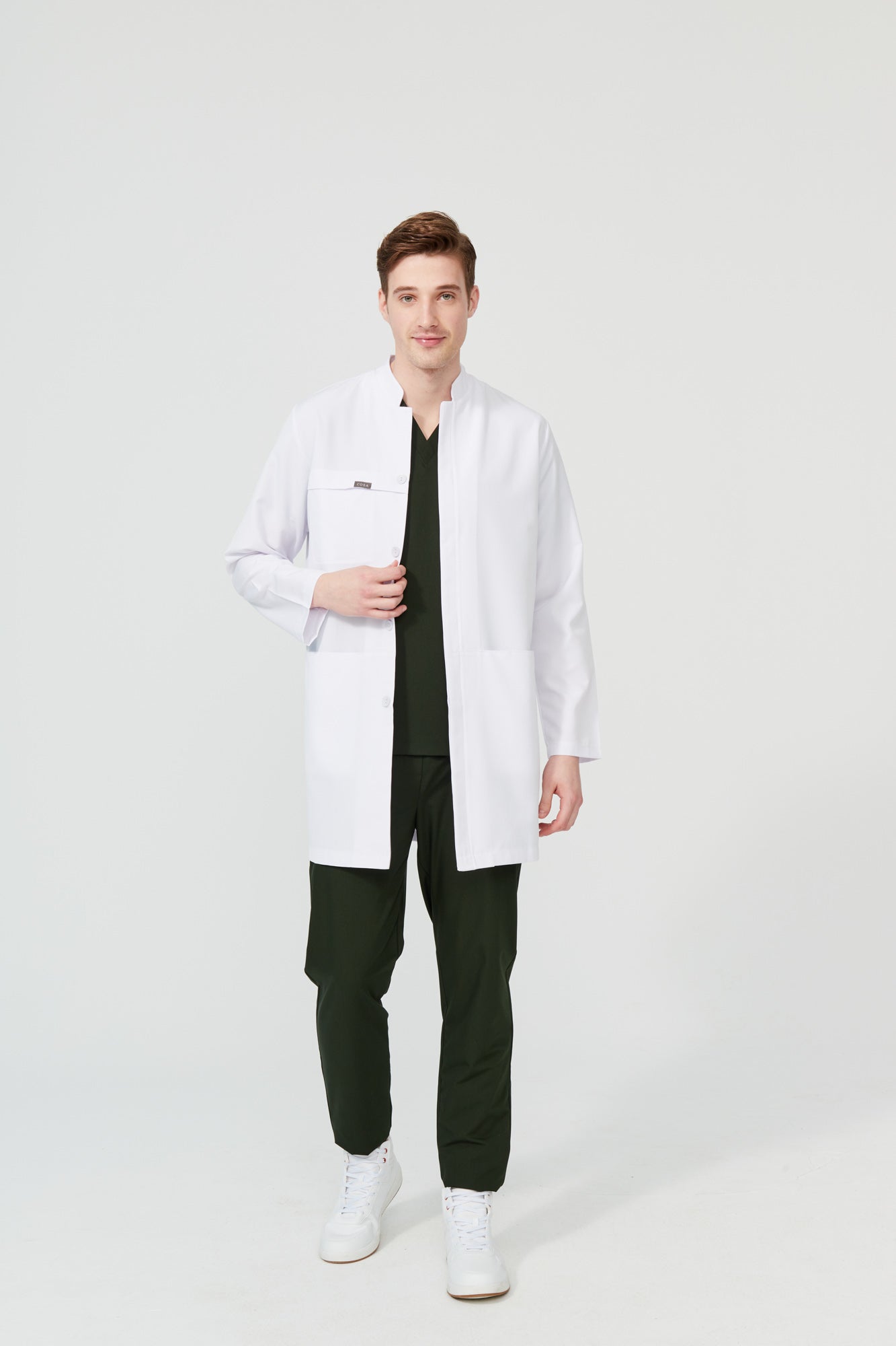 Cosa Men Mandarin Collar Lab Coat
