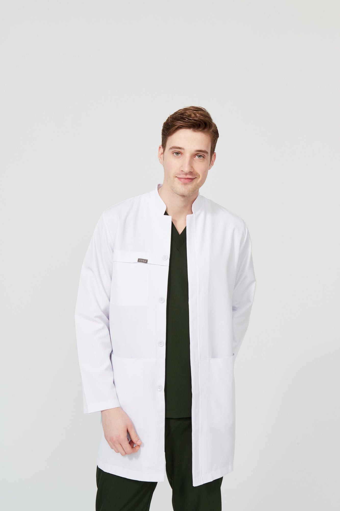 Cosa Men Mandarin Collar Lab Coat