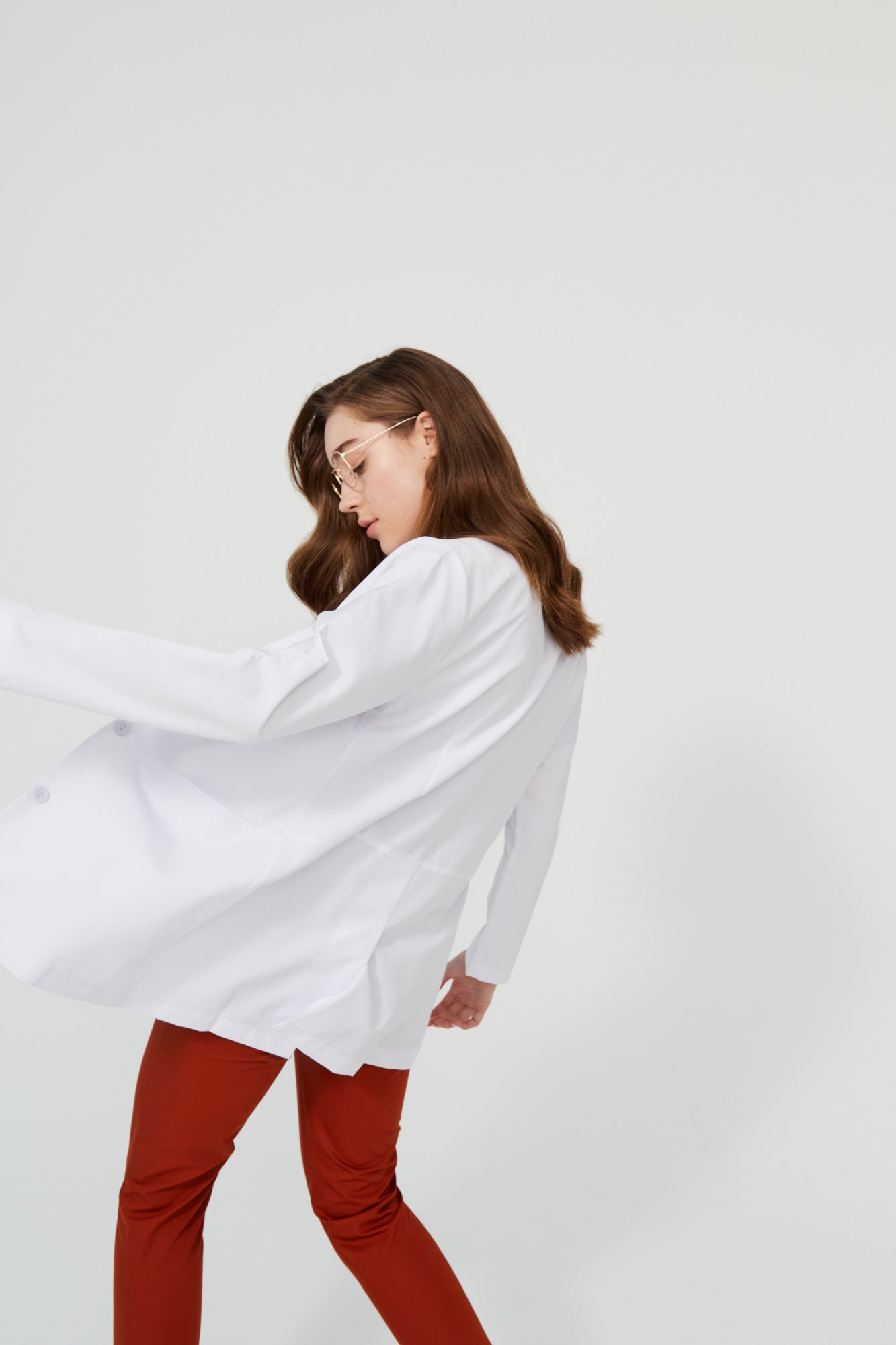 Cosa Women Mandarin Collar Lab Coat