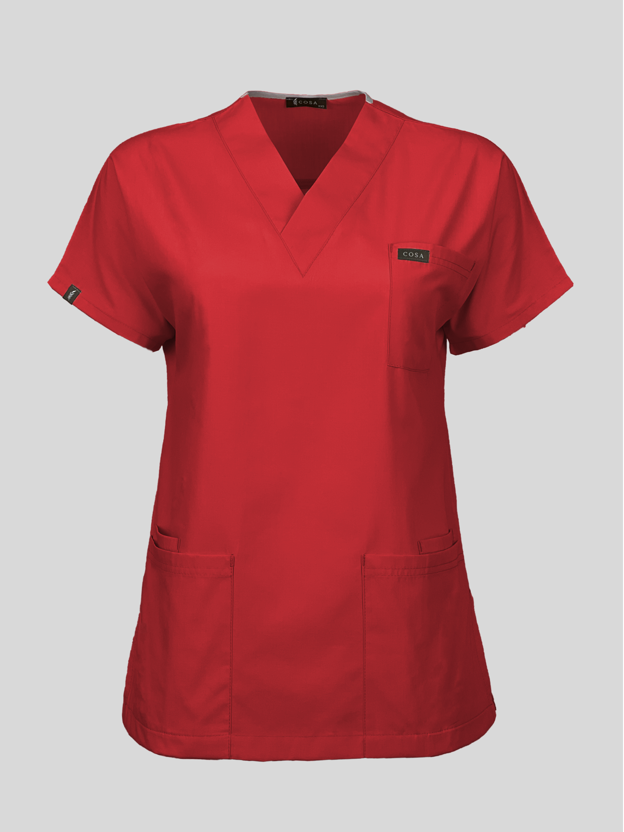 Red Terrycotton Basic Scrub Top