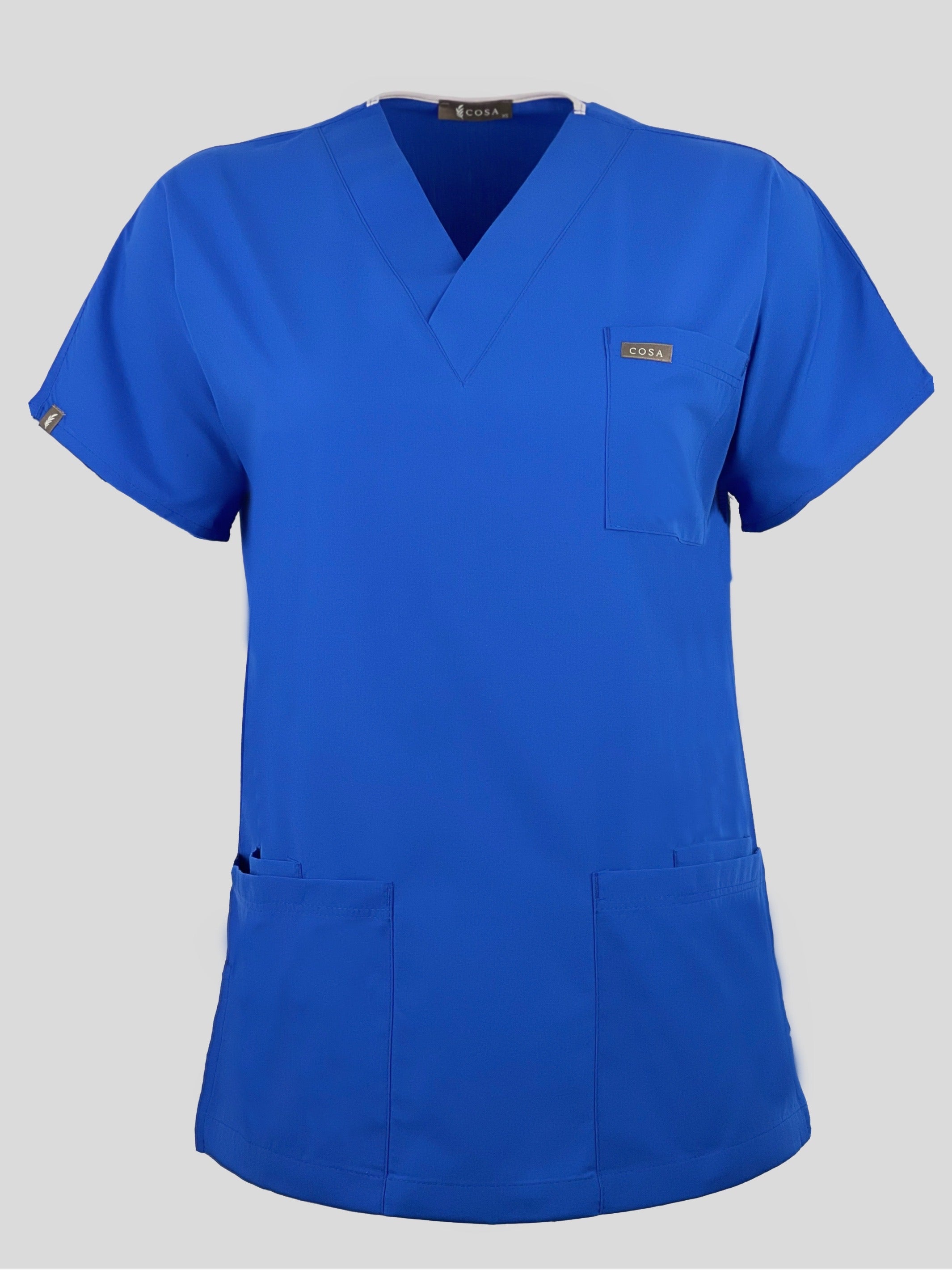 Saxe Blue Terrycotton Basic Scrub Top