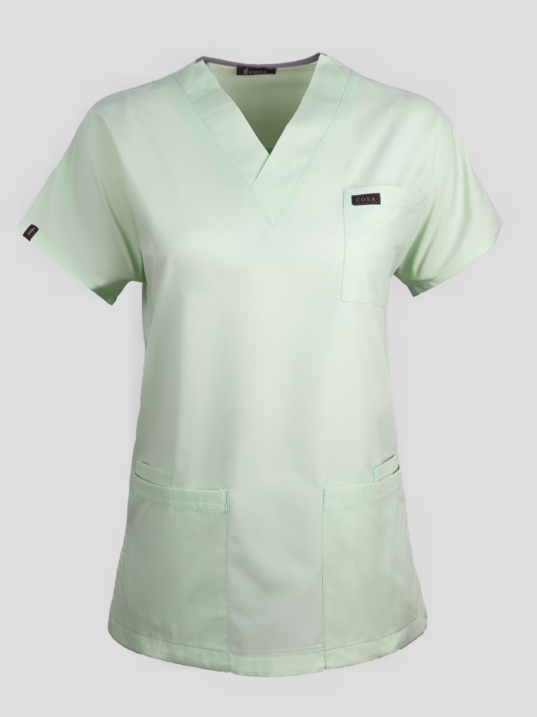 Lemon Green Terrycotton Basic Scrub Top