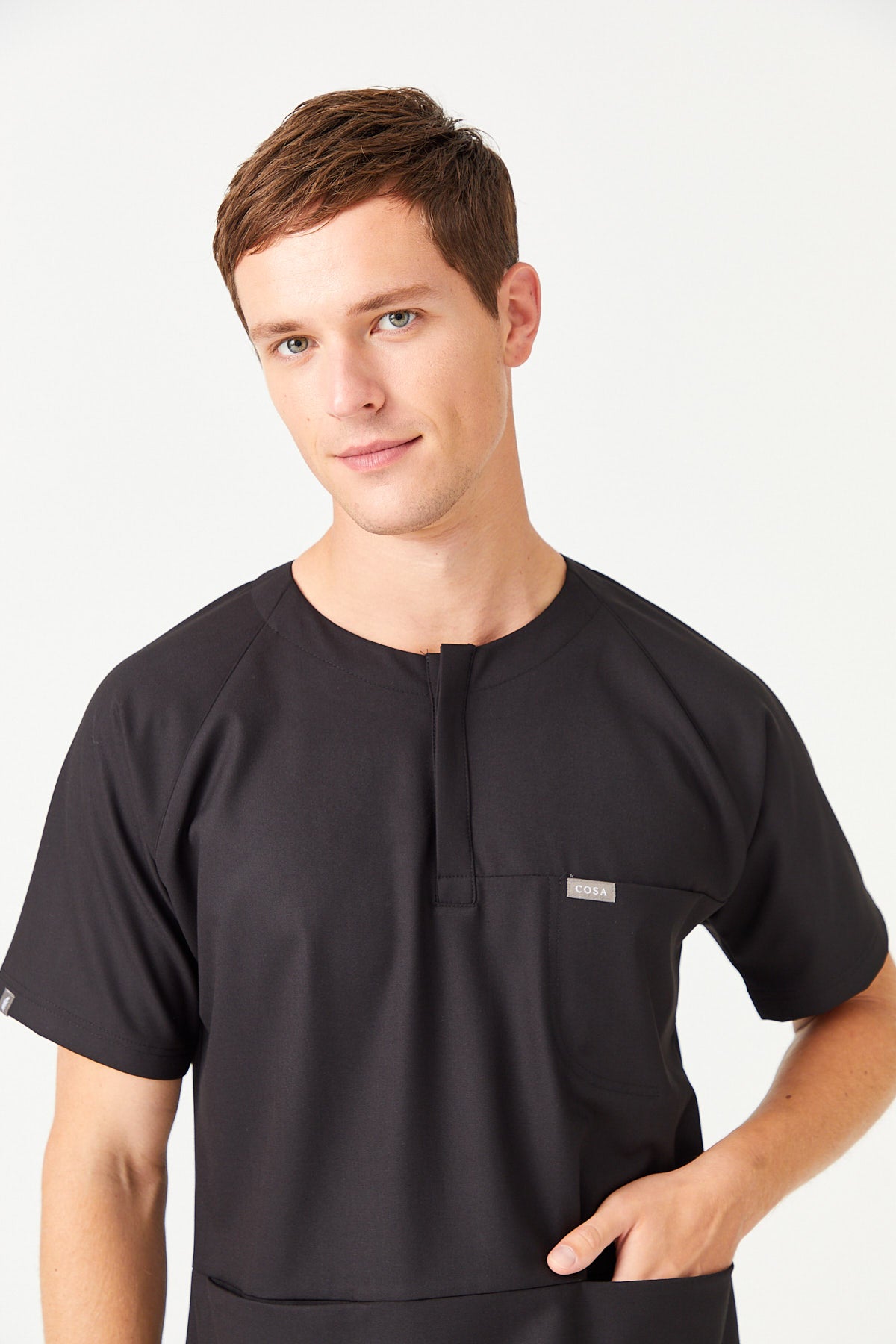 01 Men Round Collar Scrub Top