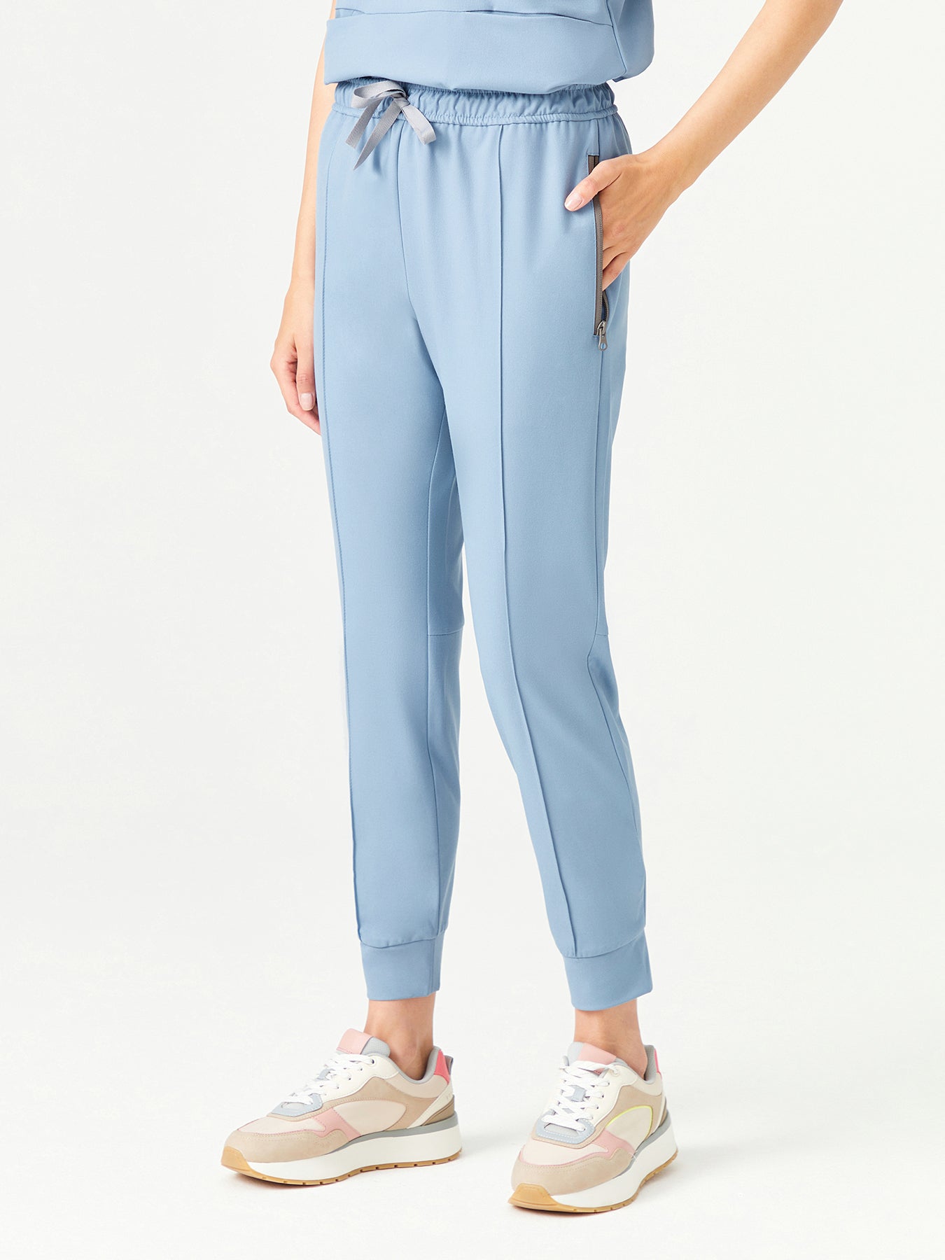 01 Women Ribbed Leg Pants - Cosmic Blue