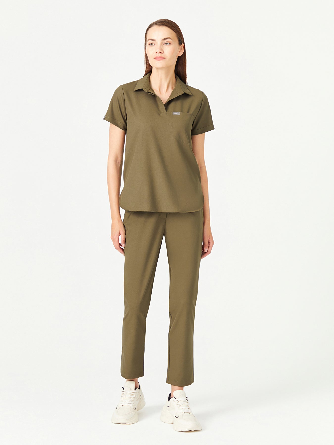 03 Women High Waisted Scrub Pant - Khaki Green