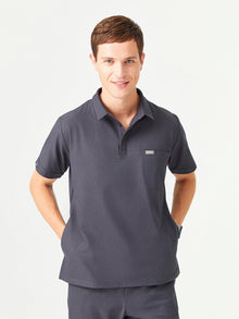 03 Men Shirt Collar Scrub Top - Anthracite