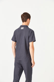 03 Men Shirt Collar Scrub Top - Anthracite