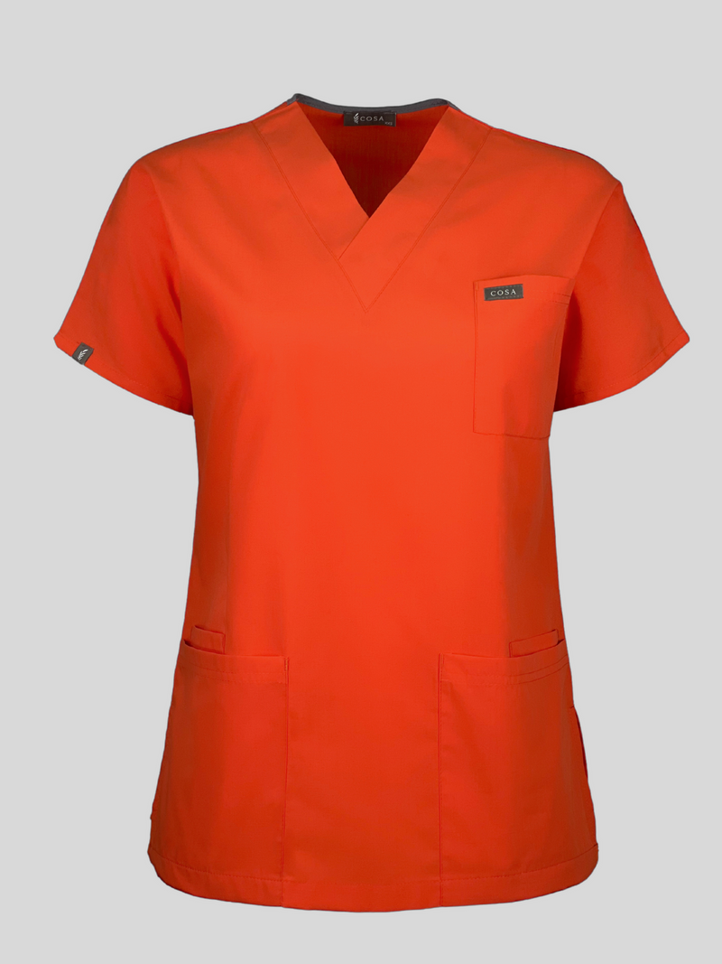 Cosa Terikoton Scrub Top - Neon Orange