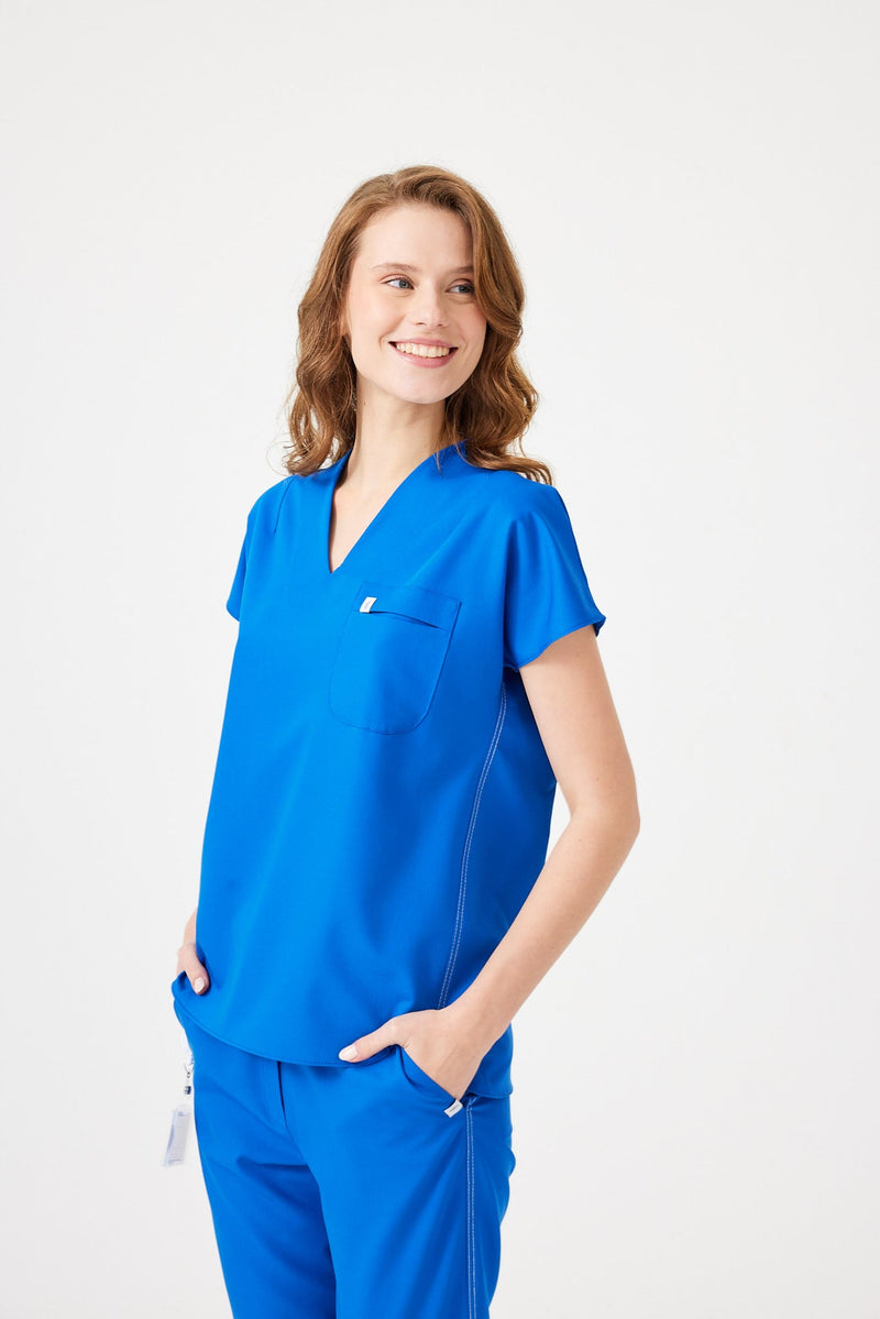 Cosa Fortius® Women’s V-Neck Scrub Top – Royal Blue