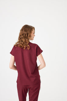 Cosa Fortius® Women’s V-Neck Scrub Top – Burgundy