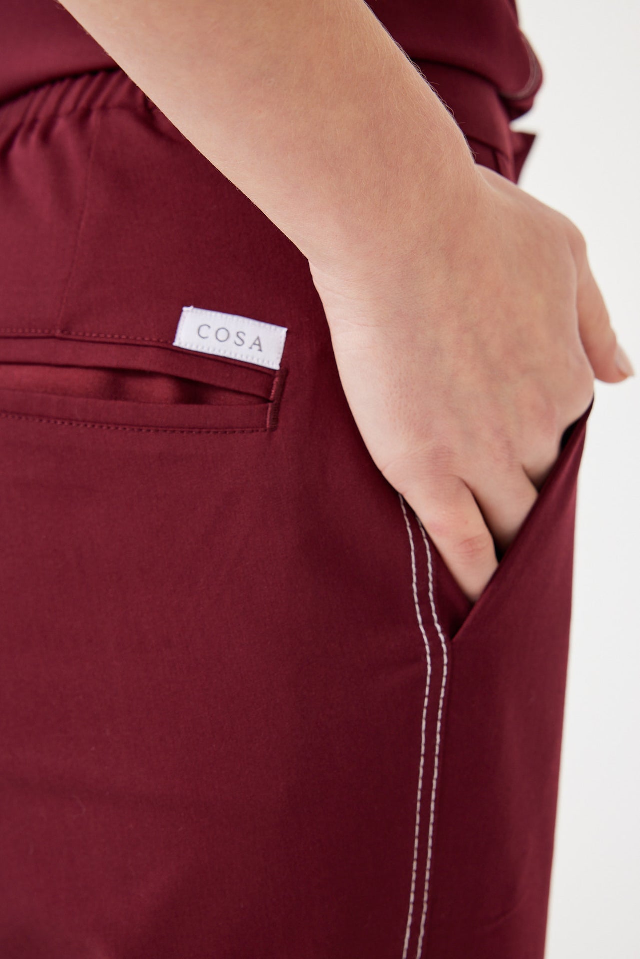 Cosa Fortius® Women’s Contrast Stitch Pants - Burgundy