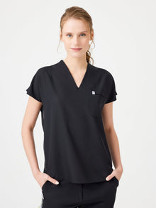 Cosa Fortius® Women’s V-Neck Scrub Top –  Black