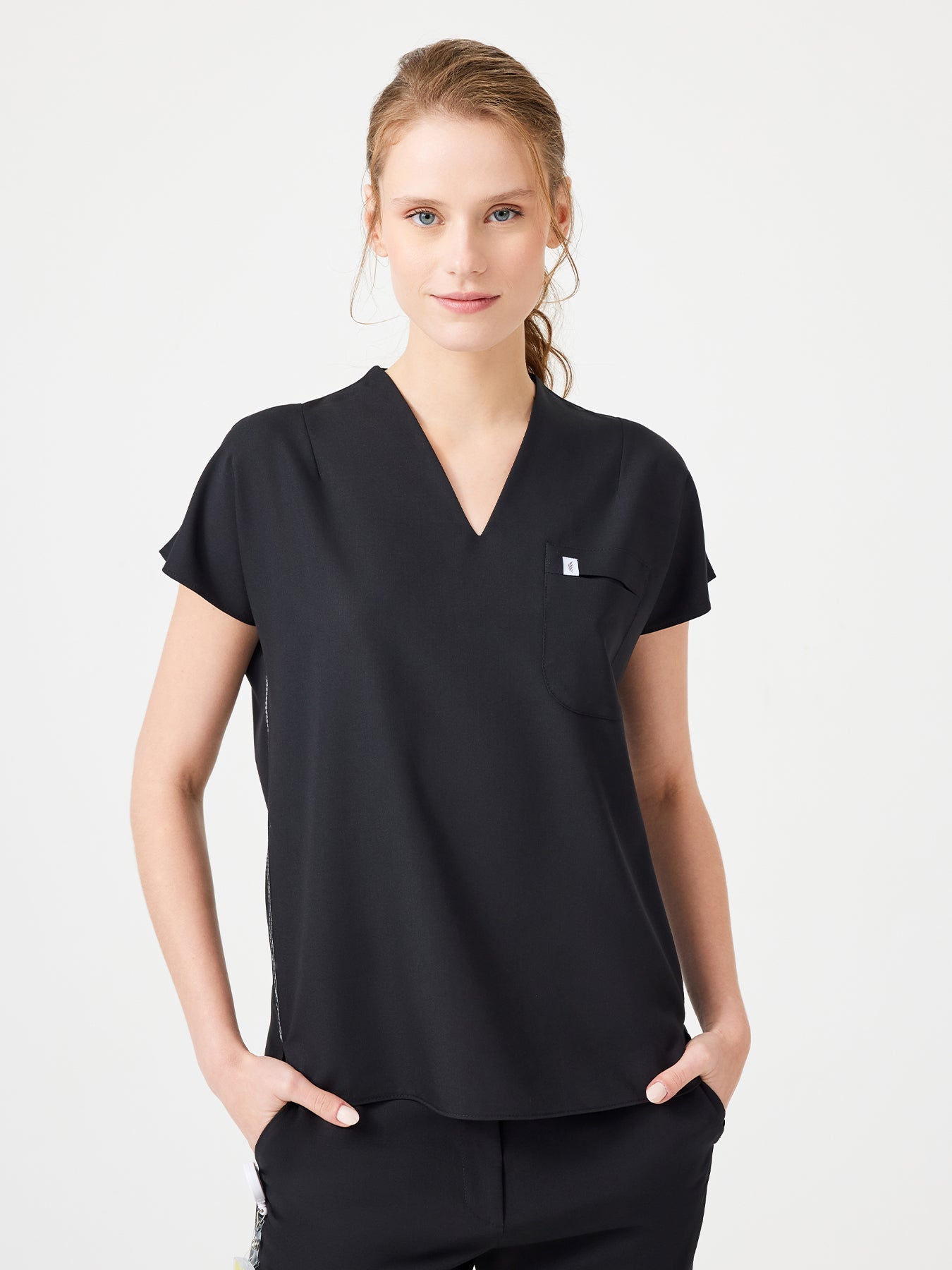 Cosa Fortius® Women’s V-Neck Scrub Top –  Black