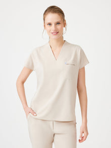 Cosa Fortius® Women’s V-Neck Scrub Top – Light Beige