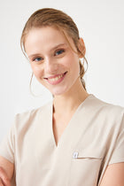 Cosa Fortius® Women’s V-Neck Scrub Top – Light Beige