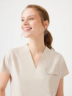 Cosa Fortius® Women’s V-Neck Scrub Top – Light Beige