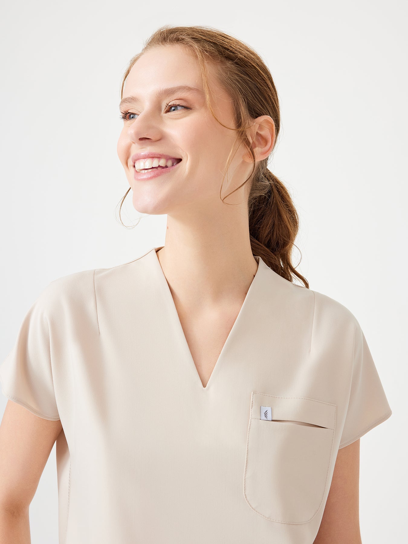 Cosa Fortius® Women’s V-Neck Scrub Top – Light Beige