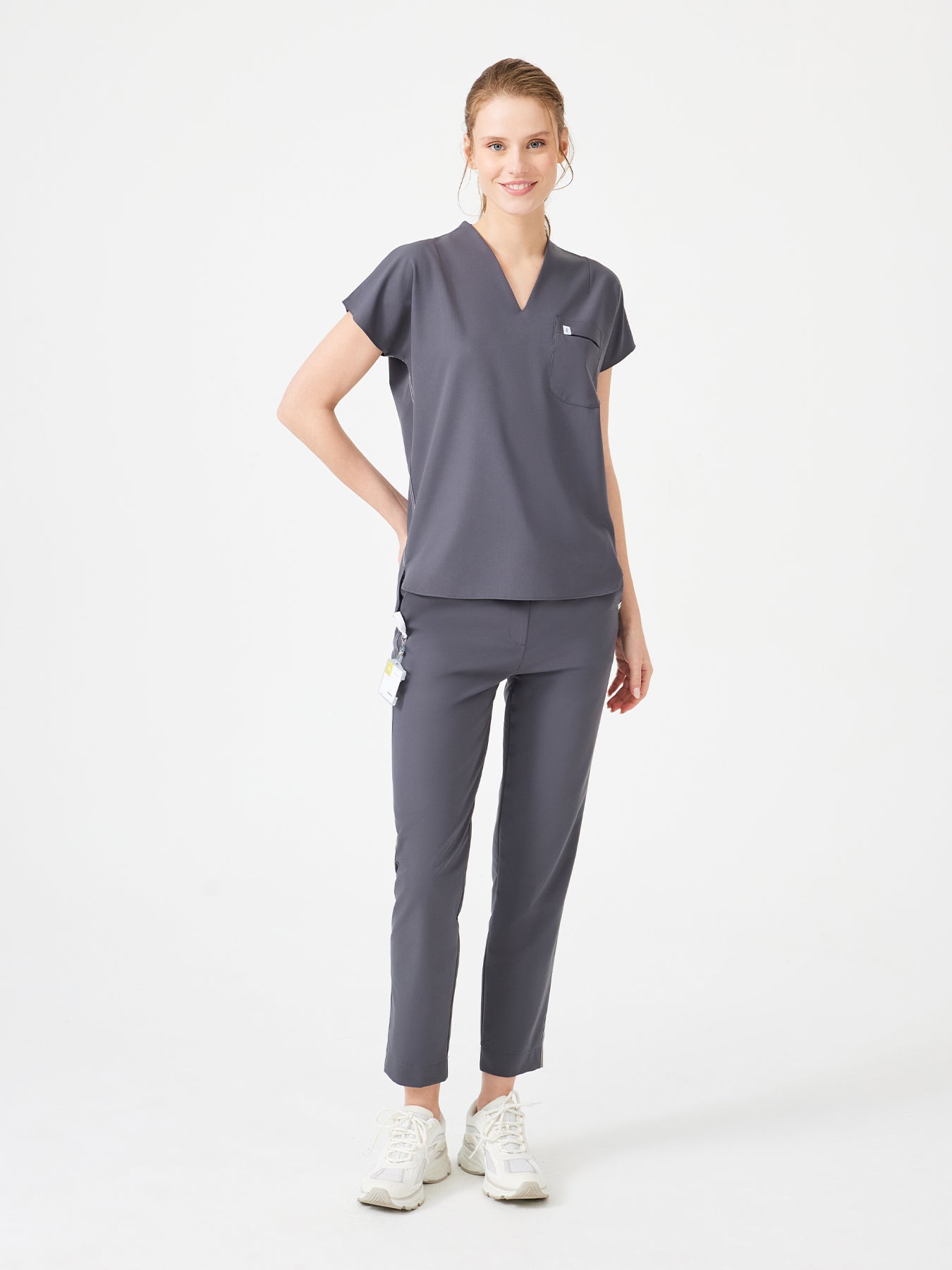 Cosa Fortius® Women’s V-Neck Scrub Top – Anthracite