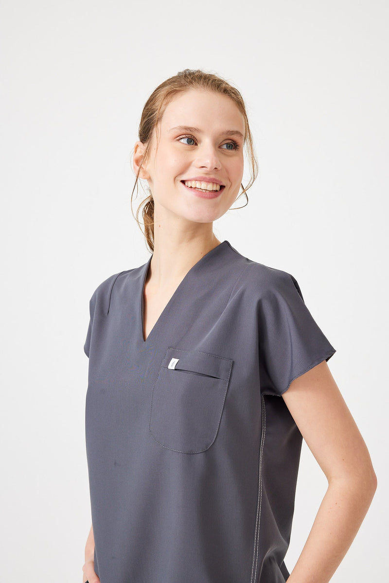 Cosa Fortius® Women’s V-Neck Scrub Top – Anthracite