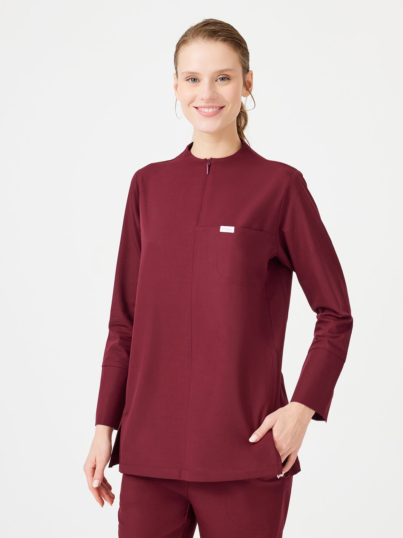 Cosa Citius® Women's Long Sleeve Top - Burgundy