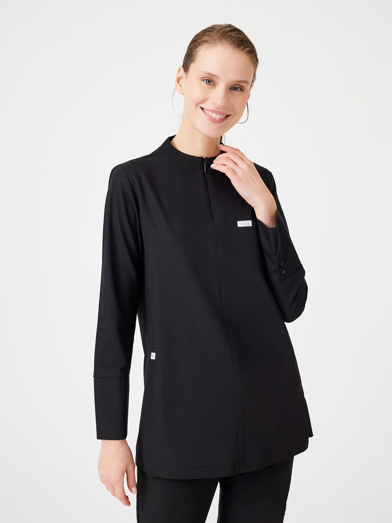 Blusa Sanitaria de Manga Larga Cosa Citius® Mujer – Negro