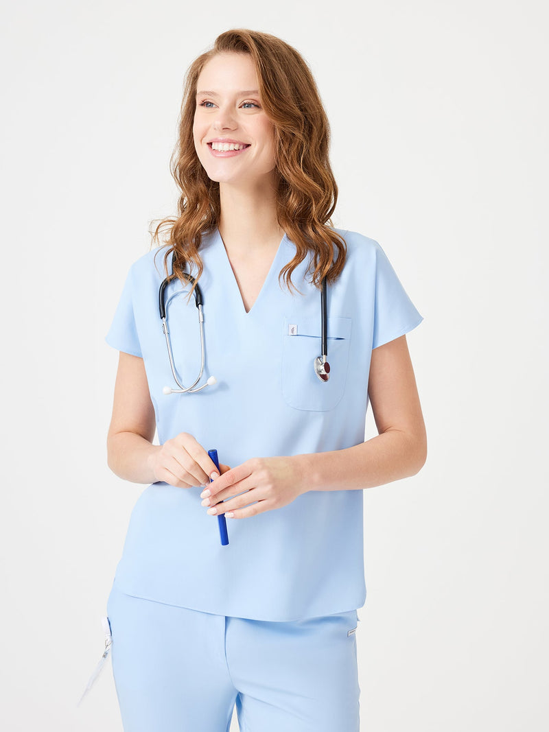 Cosa Fortius® Women’s V-Neck Scrub Top – Ice Blue