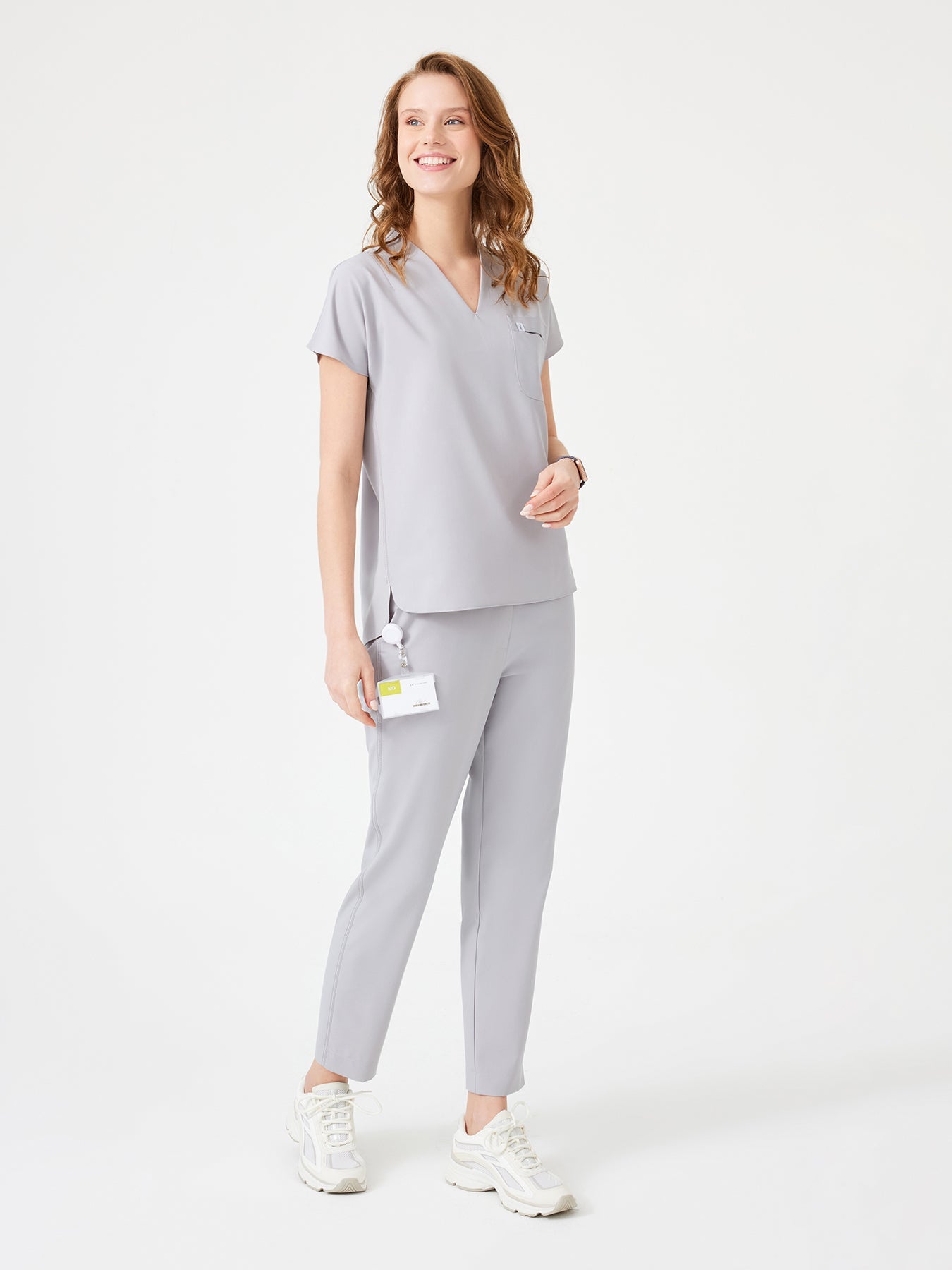 Cosa Fortius® Women’s V-Neck Scrub Top – Light Grey