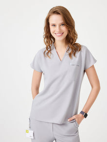 Cosa Fortius® Women’s V-Neck Scrub Top – Light Grey