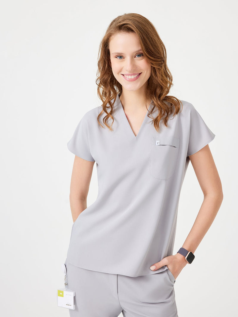 Cosa Fortius® Women’s V-Neck Scrub Top – Light Grey