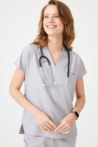 Cosa Fortius® Women’s V-Neck Scrub Top – Light Grey