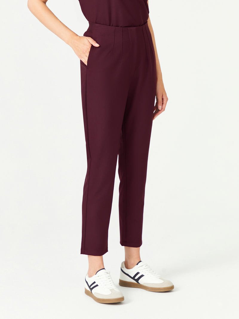03 Kadın Pensli Yüksek Bel Scrub Alt - Bordo
