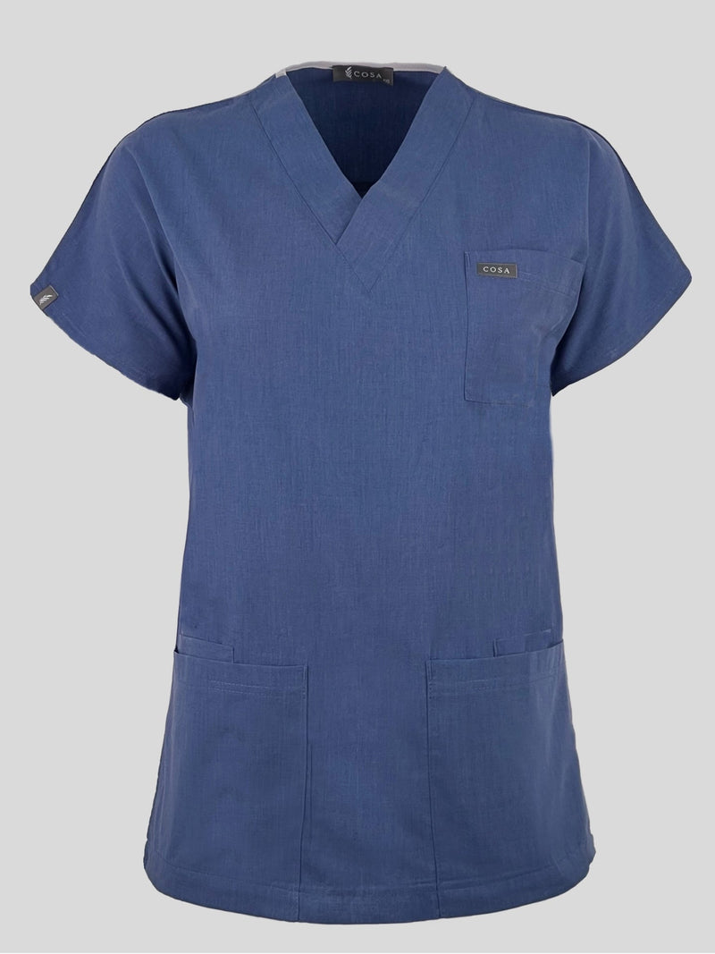 Cosa Terikoton Scrub Top - Jean Blue