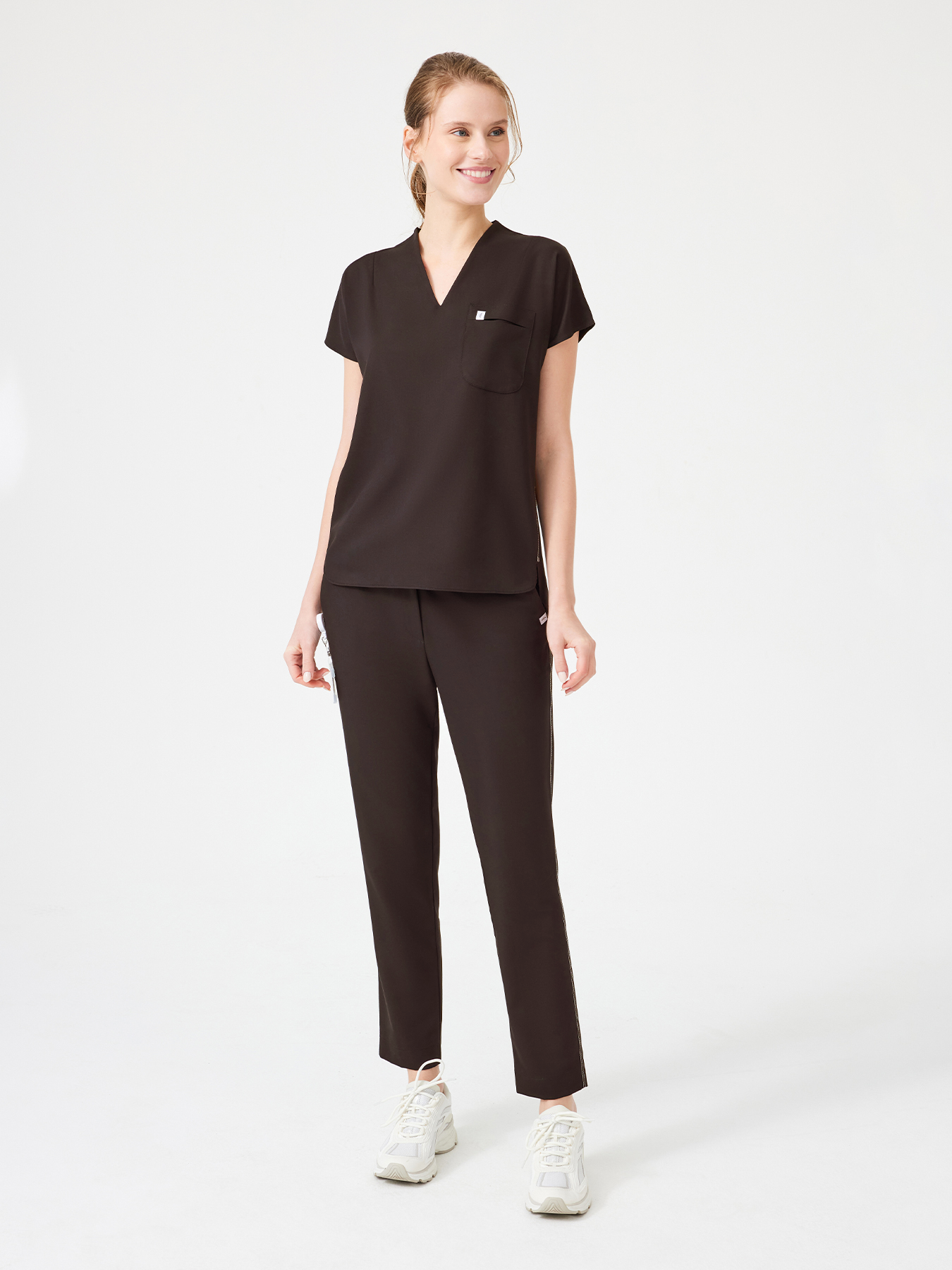 Cosa Fortius® Women’s V-Neck Scrub Top – Brown